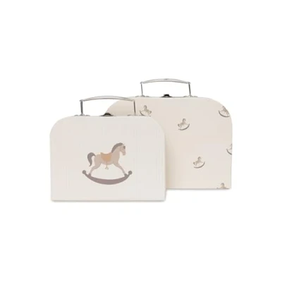 Immagine di Jollein Set di 2 valigie da gioco Nostalgic Ride 1 valigetta più grande, piccola cavalli a dondolo, Ride, 25x17,5x8,5cm, 20x14,5x8cm,