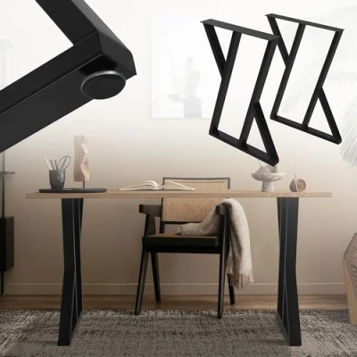 Immagine di ML Design Set 2 Gambe per Tavolo 50 x 5 71 cm Telaio Struttura in Acciaio Nero Industriale adatto Scrivanie Tavolini da Caffè Salotto Soggiorno Cucina Progetti DIY