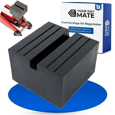 Immagine di supporto universale in gomma, a parallelepipedo per martinetto, 75 x 50 mm con taglio U 12 10 mm, tutte le auto fino 3.5 tonnellate, blocchetto antiscivolo cric di manovra