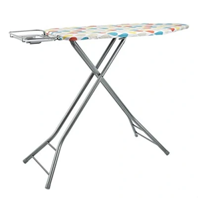 Immagine di Amazon Basics Asse da stiro con poggiaferro a forma di H, grande, 122 x 43 cm, Grigio, Pois