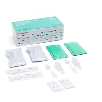 Immagine di 2 Accudoctor test antidroga 6 droghe saliva THC cannabis marihuana cocaina coca amphetamine oppiacei metamfetamina kit analisi salivare apparecchi per