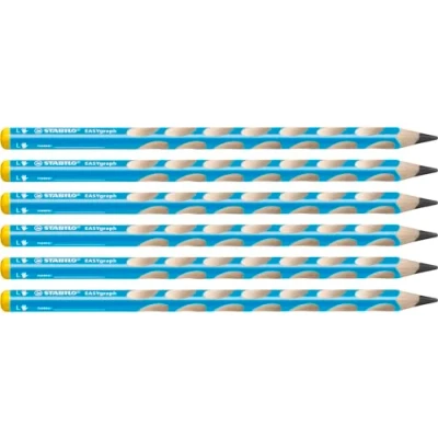 Immagine di Matita Ergonomica triangolare STABILO EASYgraph per Mancini in Azzurro Confezione da 6 Gradazione HB