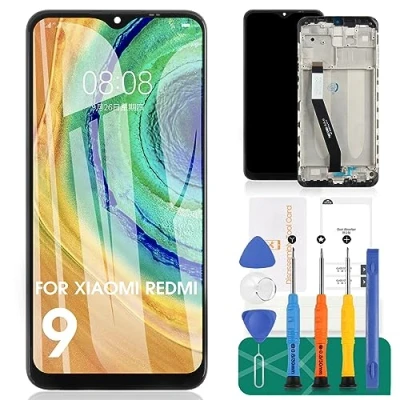Immagine di Per Xiaomi Redmi 9 Schermo LCD di Ricambio M2004J19G Display Touch Digitizer Assembly M2004J19C Kit Riparazione (Nero Con Telaio)