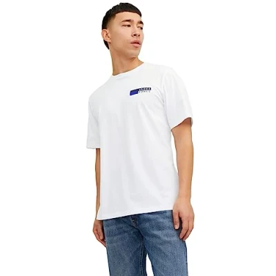 Immagine di Jack &amp; Jones Oneck Tshirt con stampa, Uomo, Taglia: Small, White