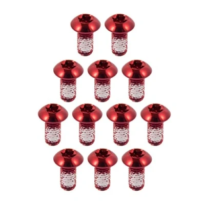 Immagine di Chooee Viti per Bicicleta, Set di 12 PCS Colorati Disco Freno Vite in Lega Alluminio M5 x 10MM,Rosso