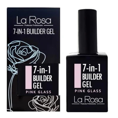 Immagine di LaRosa GEL COSTRUTTORE per unghie 7 in 1 Flacone BUILDER Ricostruzione 15ml TRASPARENTE ROSA