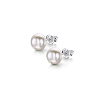 Immagine di Amberta Orecchini a Lobo da Donna in Argento Sterling 925 con Perle D&#039;Acqua Dolce: Perla Bianca 7 8 mm
