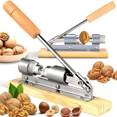 Immagine di Retoo Schiaccianoci Pinze di Noce Noci Funzione Acciaio Inox Legno Design retrò Strumento Apertura per Castagne Pecan Nocciole Mandorle Macadamia