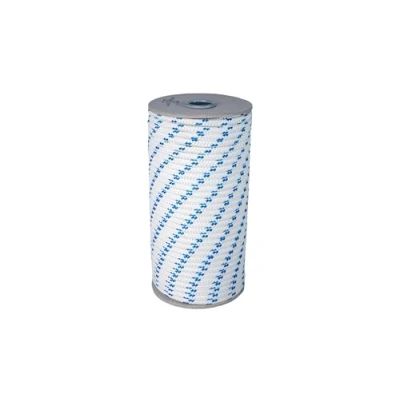 Immagine di Corda Multiuso Antica Corderia Marra Treccia Mare, fai da te, garden, mm 4, 100 m, bianca con segnalino azzurro, stabilizzato ai raggi U.V. resistente a intemperie e agenti atmosferici.
