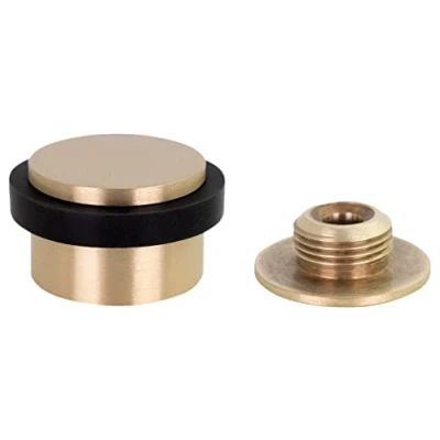 Immagine di EVI Herrajes Fermaporta Adesivo Base filettata 20 x 28 mm Gomma Nera di Silicone Naturale Ottone Finitura Opaca Fissaggio semplice 100% funzionale Mod. I 103/28
