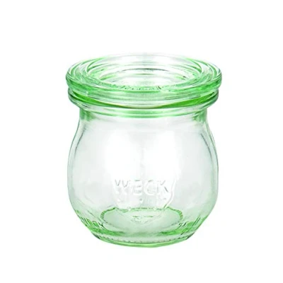 Immagine di Weck 49854 Einmach Set vasetti a Forma di Tulipano Mini 75 ml, 12 x Anelli per conserva 89 52 mm, 24 graffette, 2 scatole coperchi da 40 Vetro, Colore: Rosso