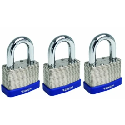 Immagine di Sterling LPL443 Set da 3 Lucchetti laminati con doppia chiusura 40 mm, tutti i tipi di chiave lucchetto