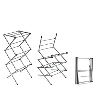 Immagine di InnovaGoods Stendibiancheria Verticale Pieghevole, 3 Altezze, 11 Barre, Impermeabile, Facile Assemblaggio, Design Portatile, Adatto Interni/Esterni, Ferro, Argento, Taglia Unica