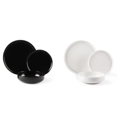 Immagine di Excelsa &quot;Nordic&quot; Servizio Tavola 12 Pezzi, Ceramica, Bianco e Nero