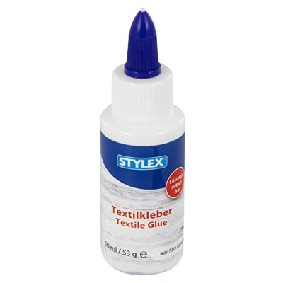 Immagine di Stylex 23347 colla tessile, bottiglia da 53 g, inodore per tessuti e tessuti, senza solventi, trasparente essiccazione lavabile fino a 40 C