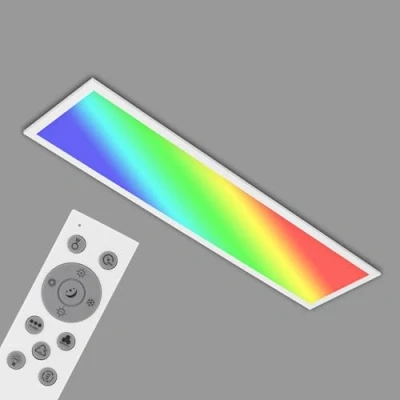 Immagine di Briloner plafoniera LED RGB, CCT, ultra piatta, dimmerabile, cambio colore, telecomando, bianco caldo, neutro, freddo, 1000x250x66 mm (LxWxH)