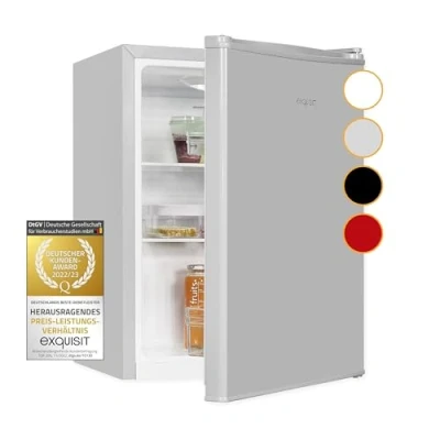 Immagine di Exquisit Mini frigorifero KB60 V 090E grigio capacità utile 52 l illuminazione interna a LED ripiani in vetro larghezza 45 cm