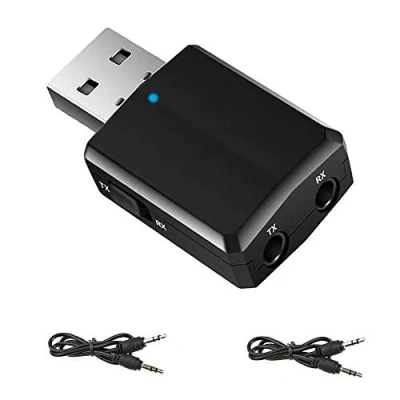 Immagine di EasyULT Adattatore Bluetooth USB 3 in 1, 5.0 Trasmettitore Ricevitore con 3.5mm AUX Wireless Audio Bluetooth, per TV PC Altoparlanti Auto Nero