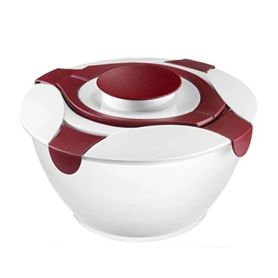 Immagine di Westmark Insalatiera con manico e contenitore per condimento, Capacità: 6,5 litri, Plastica, Praktika, Trasparente/Bianco/Rosso, 2422227R