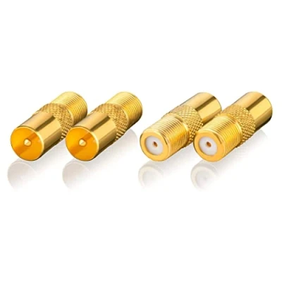 Immagine di SEBSON Set Adattatore Cavo Antenna 4x F femmina a coassiale maschio (IEC) SAT per TV, ricevitore, radio con connettore IEC