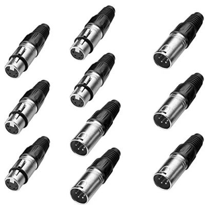 Immagine di SIENOC 5x di connettori femmina+maschio a 4 pin XLR adattatori audio microfono