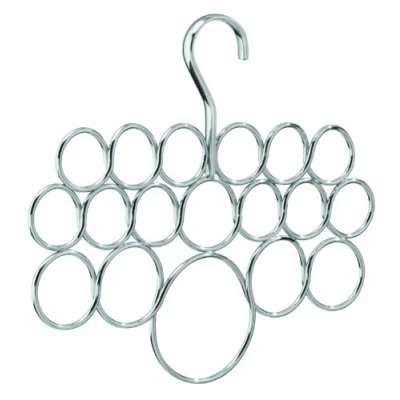 Immagine di iDesign Axis Appendino porta sciarpe con 18 anelli, Organizer per guardaroba ideale sciarpe, foulard, cravatte e cinture in metallo, argento