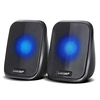 Immagine di Audiocore AC835 Altoparlanti per PC Minijack USB 6W Nero LED Notebook Desktop 75 dB Design Moderno