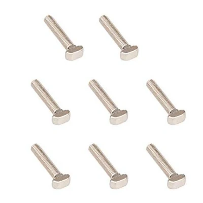 Immagine di INCREWAY Bullone a T M5 M5, M5x25 mm, in acciaio al carbonio nichelato, con scanalatura T, per profilo alluminio standard europeo serie 20
