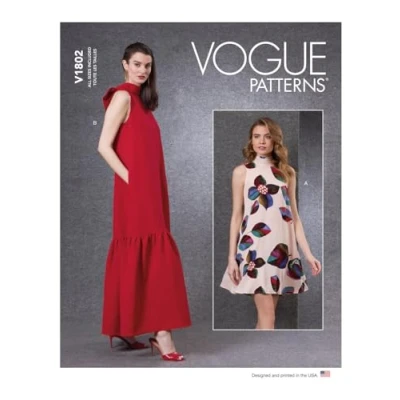 Immagine di Vogue Patterns V1802A Vestito da donna A (XS S M L XL XXL)