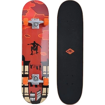 Immagine di Schildkröt Skateboard Kicker 31&#039;&#039;, Eccellenti Caratteristiche per Principianti, Piattaforma Concava con Double Kick e Griptape, Cuscinetti ABEC5, Design: Phantom, 510602