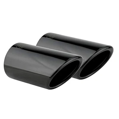 Immagine di L&amp;P A289 2 Terminali di Scarico nero cromato in acciaio inox lucidato compatibile con Golf 7 VII Variant Kombi Plug&amp;Play