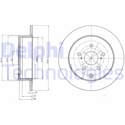Immagine di DELPHI BG4237 Disco freno 298 10 5 pieno Oleato non trattato senza cuscinetto ruota, anello sensore ABS TOYOTA: Previa / Estima II