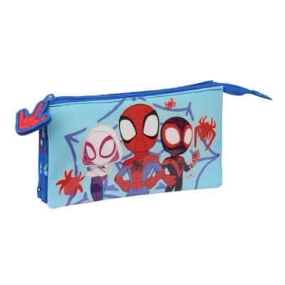 Immagine di Spidey astuccio triplo, per bambini, ideale bambini in età scolastica, comodo e versatile, qualità resistenza, 22 x 3 12 cm, colore blu, Estándar, Casual