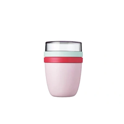 Immagine di Mepal Contenitore per il Pranzo Ellipse Limited Edition Scoparti Separati Yogurt e Muesli Adatto Freezer, Microonde la Lavastoviglie 500 ml + 200 Strawberry Vibe
