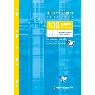 Immagine di Clairefontaine 1731C Astuccio di fogli mobili forati A4 21x29,7 cm 100 pagine a quadretti grandi Carta Bianca 90 g Riutilizzabile