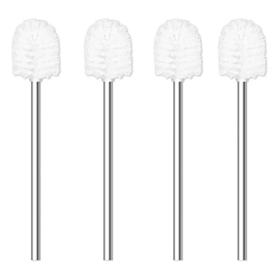 Immagine di Scopino per WC, 4 pezzi con manico in acciaio inox, scopini WC ergonomici, eleganti, durevoli (Bianco)