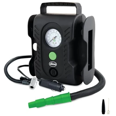 Immagine di Slime 40066 Compressore Multi Purpose Tyre Kompressor 7 bar adattatore 12V per funzionamento via cavo, Manometro analogico, con lampada