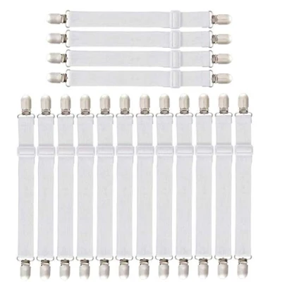 Immagine di LAKIND 16PCS Bretelle Elasticizzate Regolabili per Angoli Lenzuola, coprimaterassi, Letto o Divano (16pcs White)