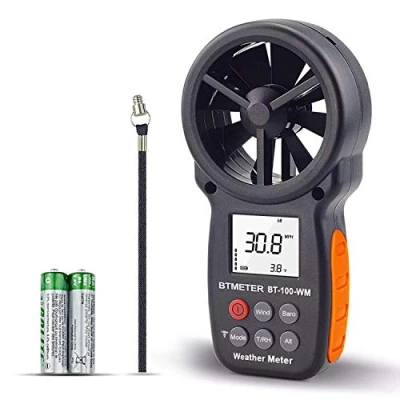 Immagine di BTMETER BT 100WM Barometro Anemometro Digitale Palmare, per Temperatura Vento Freddo con Umidità, Altitudine, Misuratore Pressione Barometrica Drone Arrampicata HVAC CFM