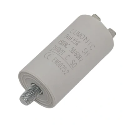 Immagine di Lumonic Condensatore di avviamento con Spina 6,3x0,8mm I 9µF 450V 30x60mm 9uF motore custodia in plastica ese