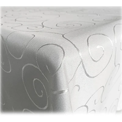 Immagine di Jemidi Elegante tovaglia ornamentale effetto seta lucida, disponibile in 31 misure e 7 colori, Poliestere, bianco, 130 x 220