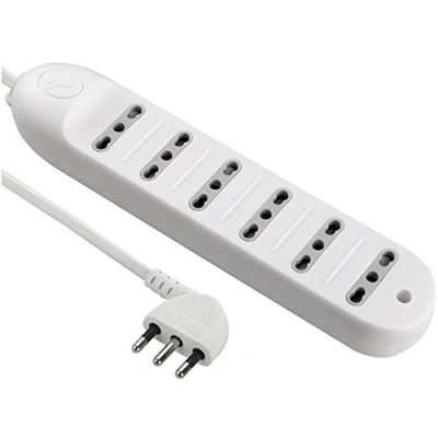 Immagine di Electraline 62005 Multipresa 6 Posti Bivalenti 10/16A Cavo 1,5 mt Bianco