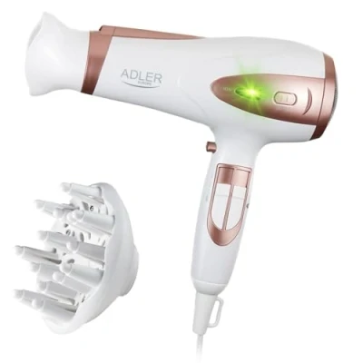 Immagine di Adler AD 2248 Asciugacapelli con diffusore e ionizzatore, 2200 W, 2 velocità, 3 Temperature