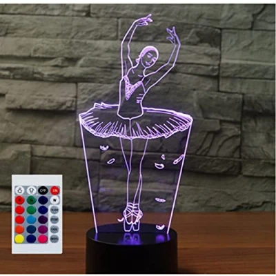 Immagine di SUPERHONGJIHAO Luce notturna per bambini ballerina 3D lampada a LED con telecomando 16 colori che cambiano colore, regalo di compleanno