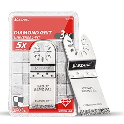 Immagine di EZARC Lama oscillante diamantata, lame per sega multitool, oscillanti multitool con taglio a filo la rimozione della malta, pulizia malta DO34F, confezione da 3 pezzi.
