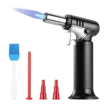 Immagine di Carehabi Cannello da Cucina, Fiamma Regolabile a Gas con Blocco di Sicurezza, Ricaricabile Portatile per Cucinare, Cuocere, Barbecue, Campeggio (Gas Butano non Incluso)