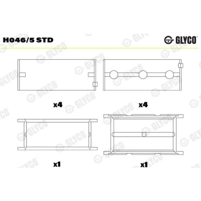 Immagine di GLYCO H046/5 STD Cuscinetto albero a gomito VOLVO: XC60 I, V50, RENAULT: LAGUNA 1