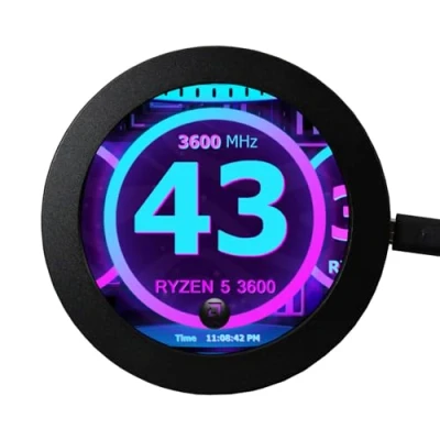 Immagine di VSDISPLAY 9 cm 2,8&quot; 480 x IPS 450nit LCD Circle Monitor, mini porta video HDMI, alimentazione micro USB, per CPU fai da te GPU temperatura PC case display