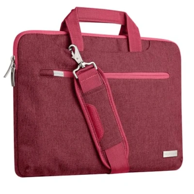 Immagine di TECHGEAR Custodia per computer portatili da 14&quot; 14.6&quot; pollici, borsa portatile multifunzionale con tracolla regolabile, cinghia bagagli e impugnature rimovibili Rosso