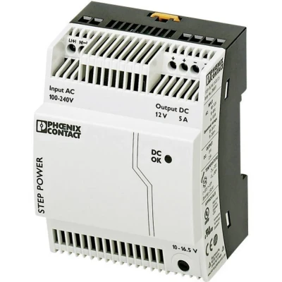 Immagine di Phoenix Contact STEP PS/1AC/12DC/5 Alimentatore per guida DIN 12 V/DC 5 A 60 W Num. uscite:1 x Contenuto 1 pz.